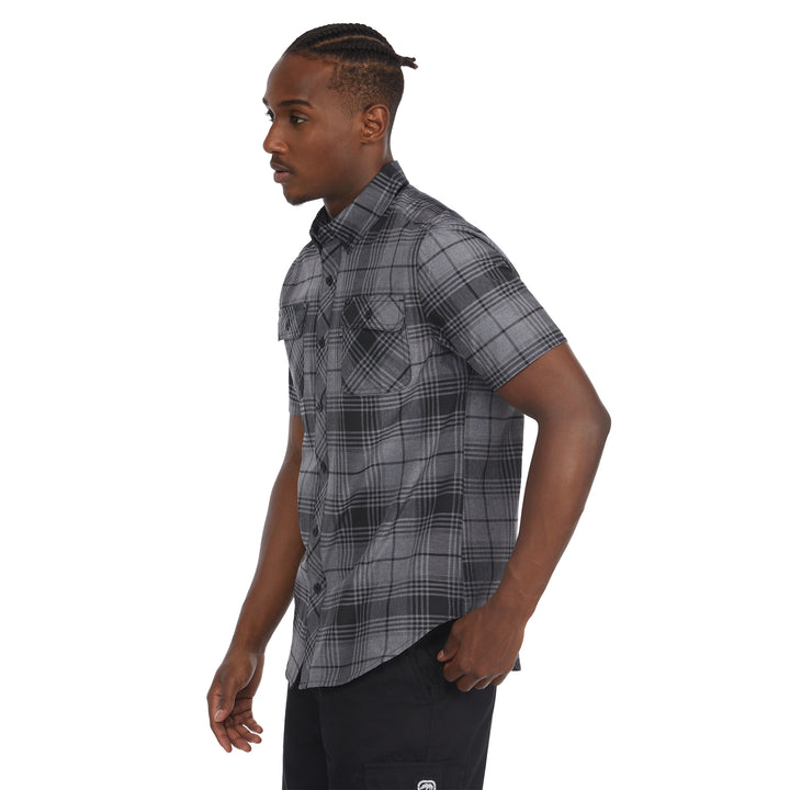 Marled Solid Work Short Sleeve Woven Shirt