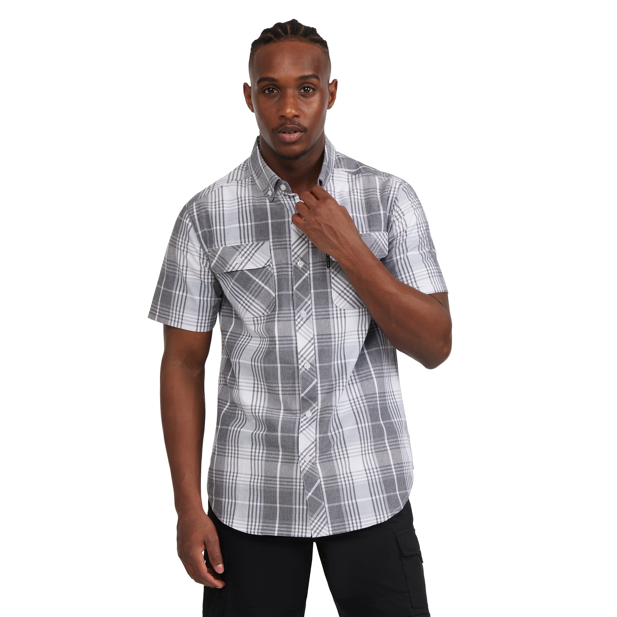 Marled Solid Work Short Sleeve Woven Shirt