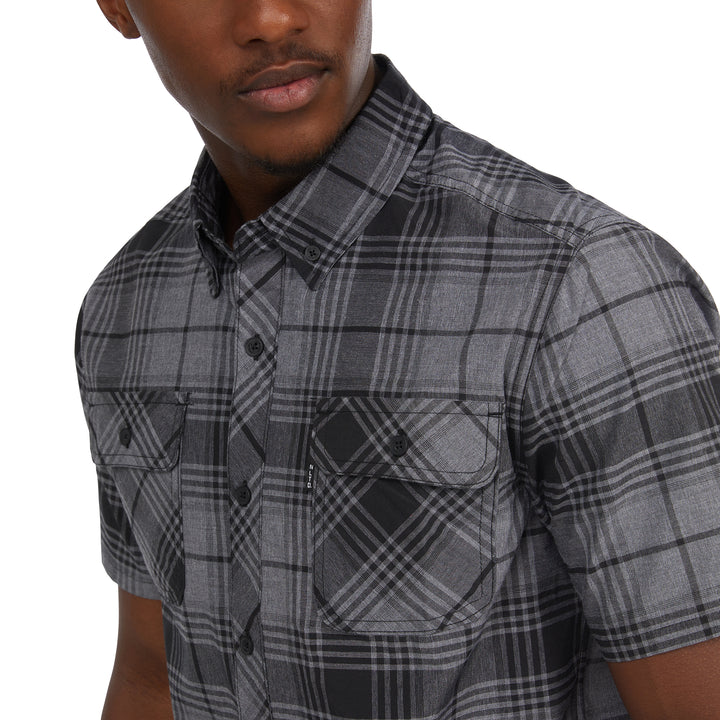 Marled Solid Work Short Sleeve Woven Shirt