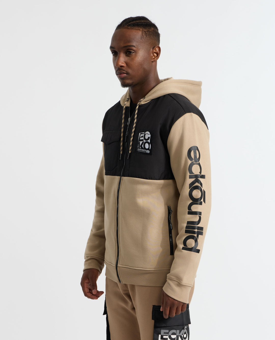 Brick Piece Front Zip Hoodie