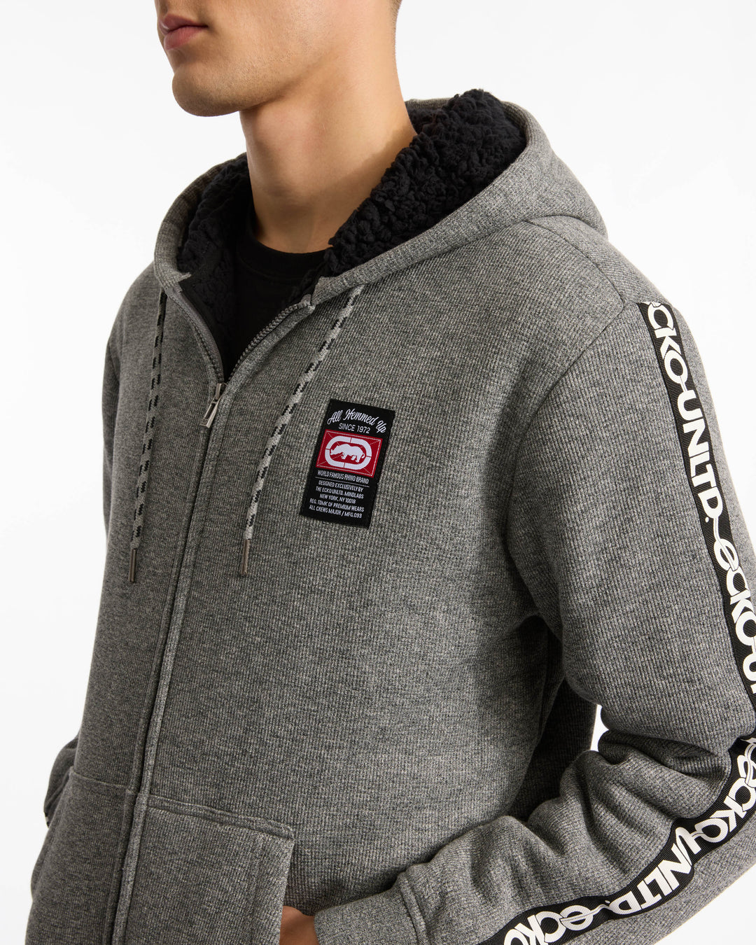 Taped Sleeves Sherpa Hoodie