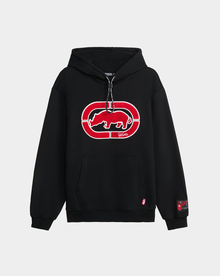 Black Ecko Unltd Hoodie with Red Rhino Logo on Front