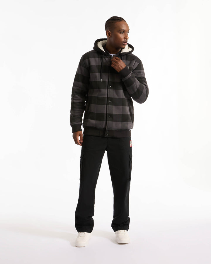 Plaid Sherpa Varsity Jacket