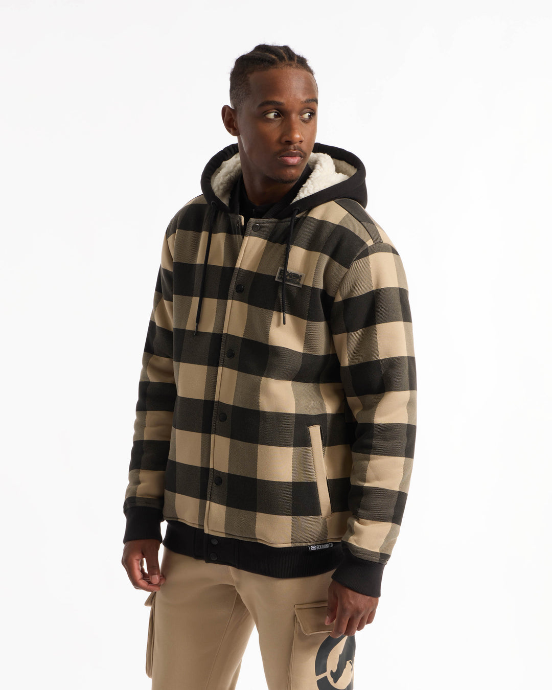 Plaid Sherpa Varsity Jacket