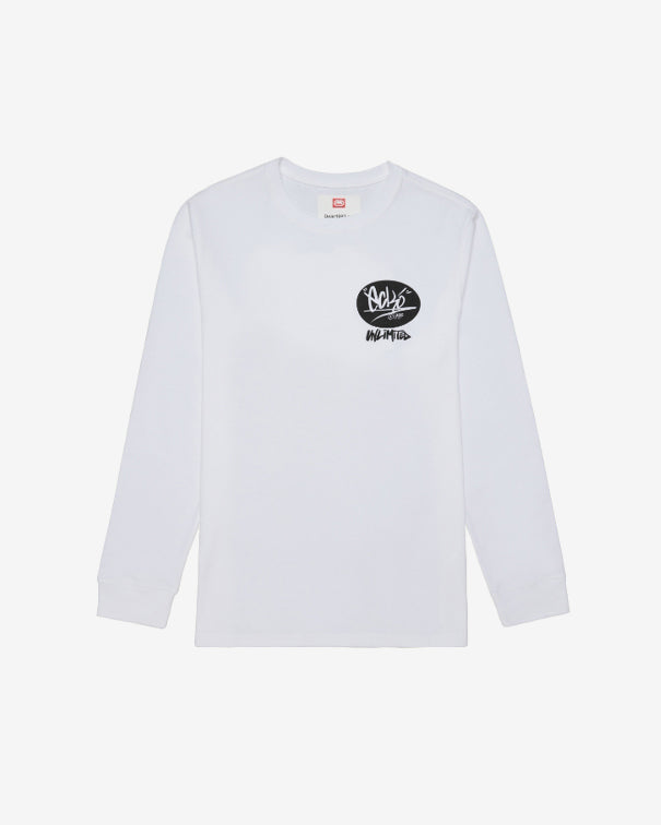 white long sleeve top with black ecko logo