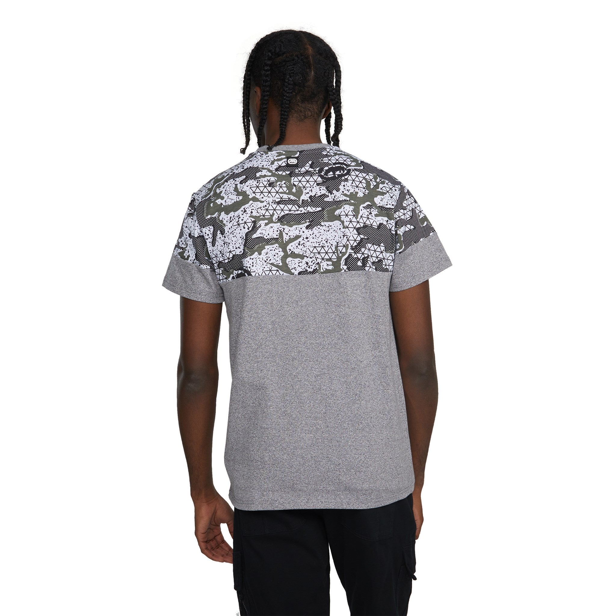 Short Sleeve Camoscope Crew Neck Knit Top